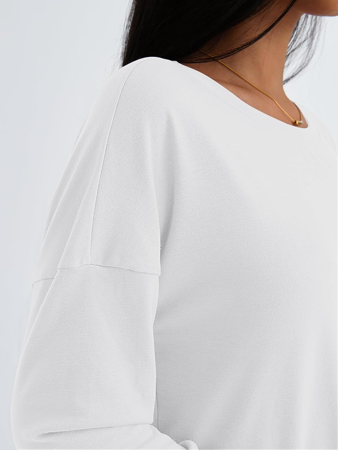 Womens Long Sleeve Shirts Loose Fitted Crewneck Basic Tops Casual Fall Clothes - Picture 31 of 62