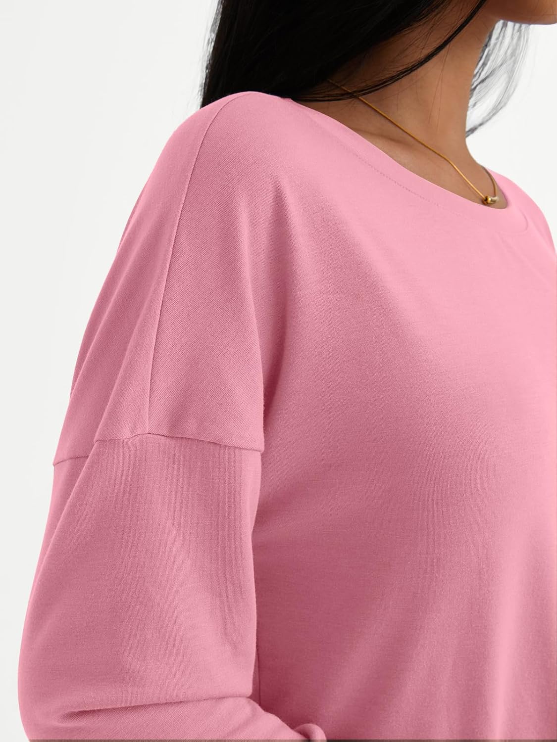 Womens Long Sleeve Shirts Loose Fitted Crewneck Basic Tops Casual Fall Clothes - Picture 37 of 62