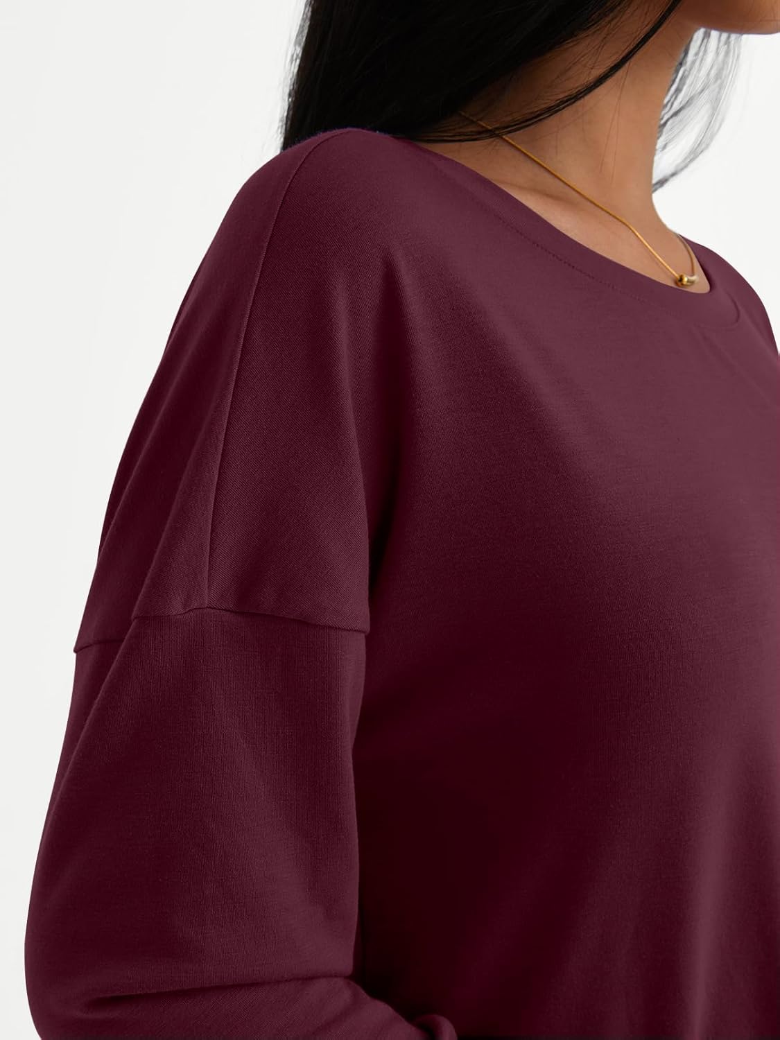 Womens Long Sleeve Shirts Loose Fitted Crewneck Basic Tops Casual Fall Clothes - Picture 43 of 62