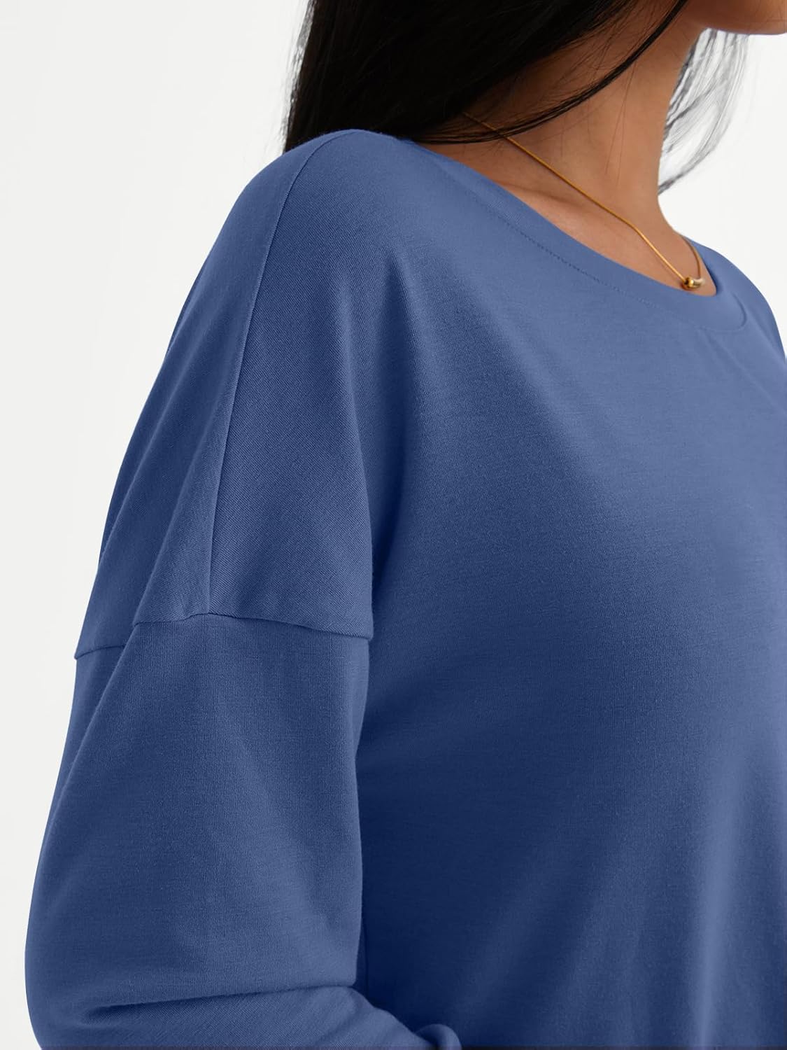 Womens Long Sleeve Shirts Loose Fitted Crewneck Basic Tops Casual Fall Clothes - Picture 49 of 62