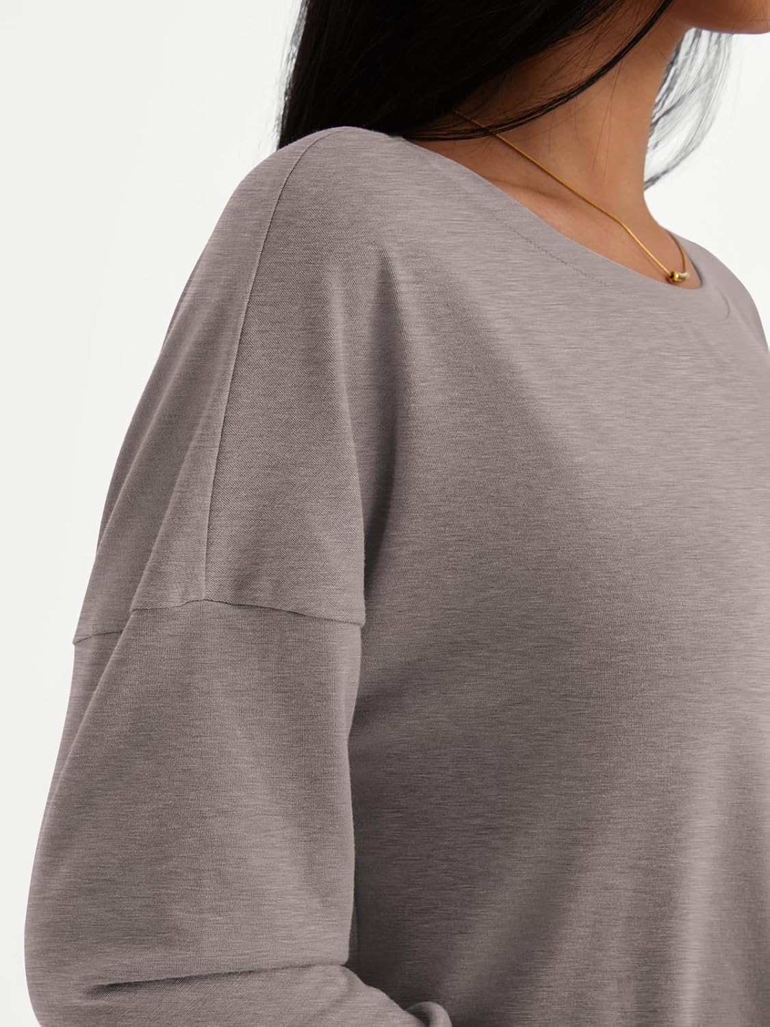 Womens Long Sleeve Shirts Loose Fitted Crewneck Basic Tops Casual Fall Clothes - Picture 55 of 62