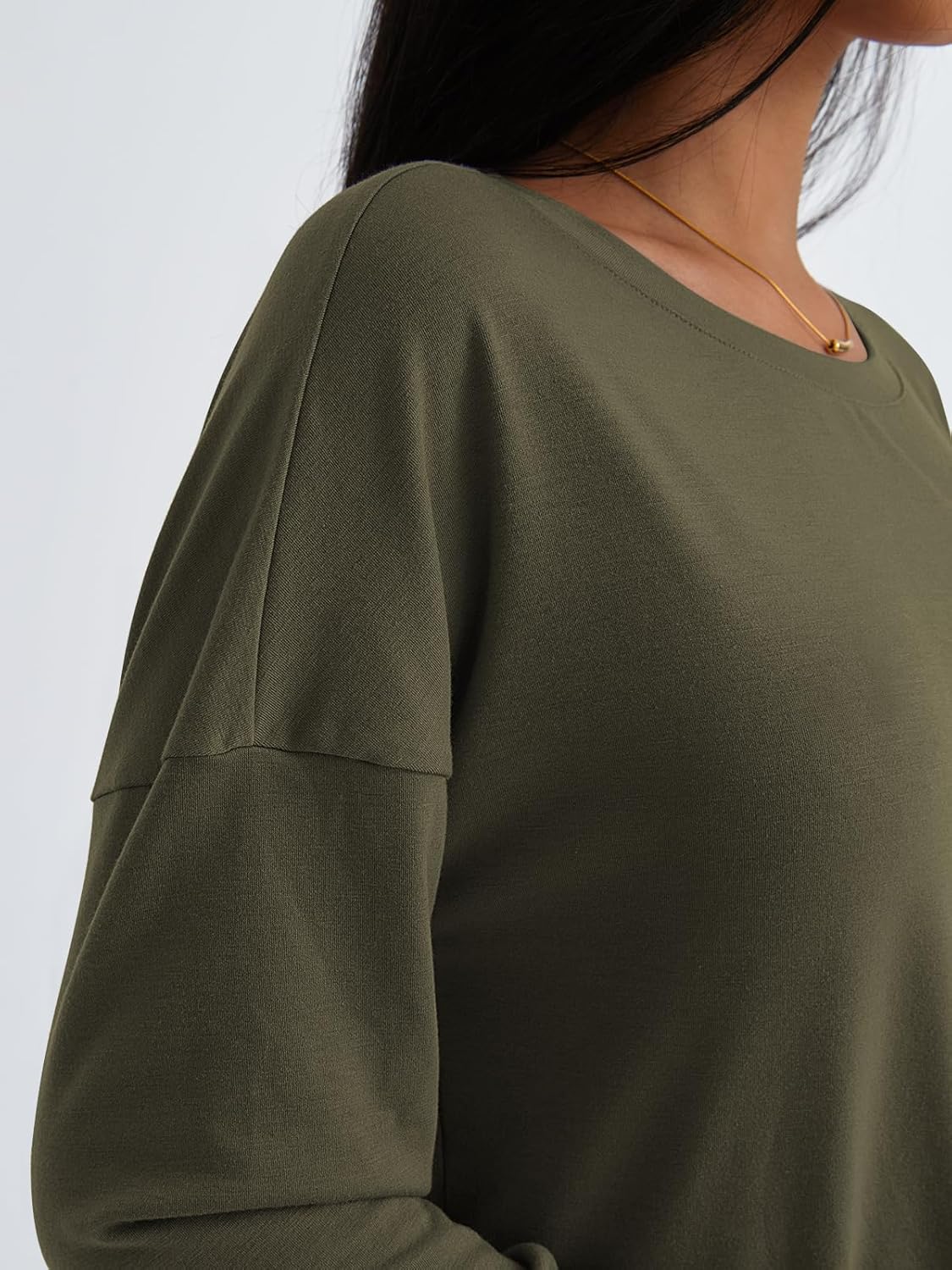 Womens Long Sleeve Shirts Loose Fitted Crewneck Basic Tops Casual Fall Clothes - Picture 61 of 62