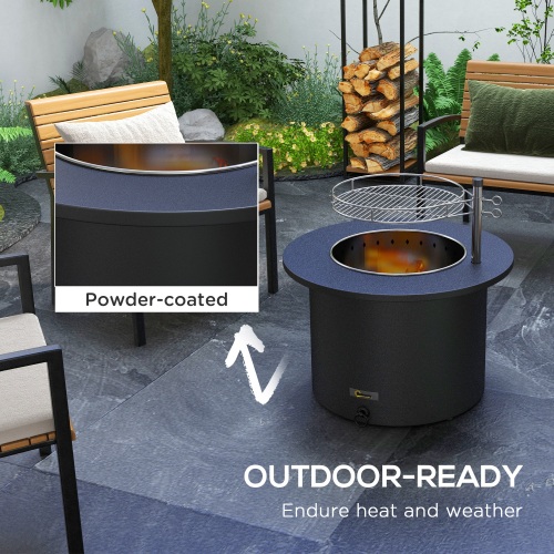 Outsunny 2-in-1 Smokeless Fire Pit,Grill, 25 Inch Portable Wood Burning Fire Pit