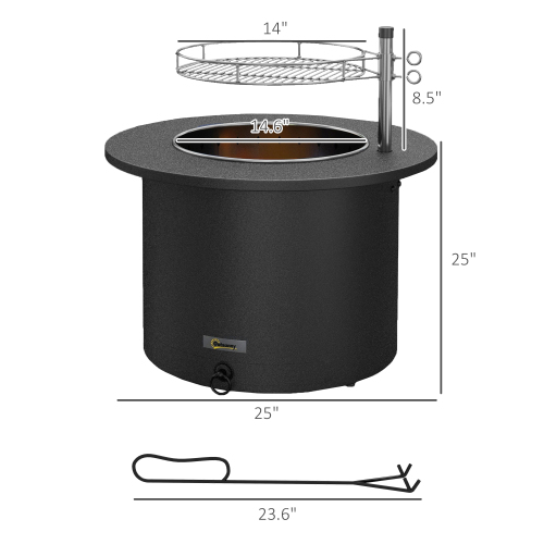 Outsunny 2-in-1 Smokeless Fire Pit,Grill, 25 Inch Portable Wood Burning Fire Pit