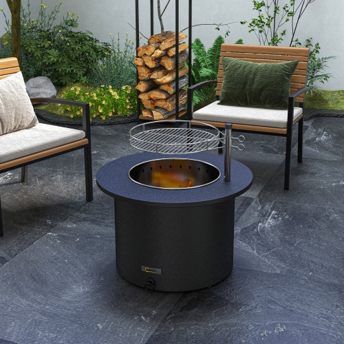 Outsunny 2-in-1 Smokeless Fire Pit,Grill, 25 Inch Portable Wood Burning Fire Pit