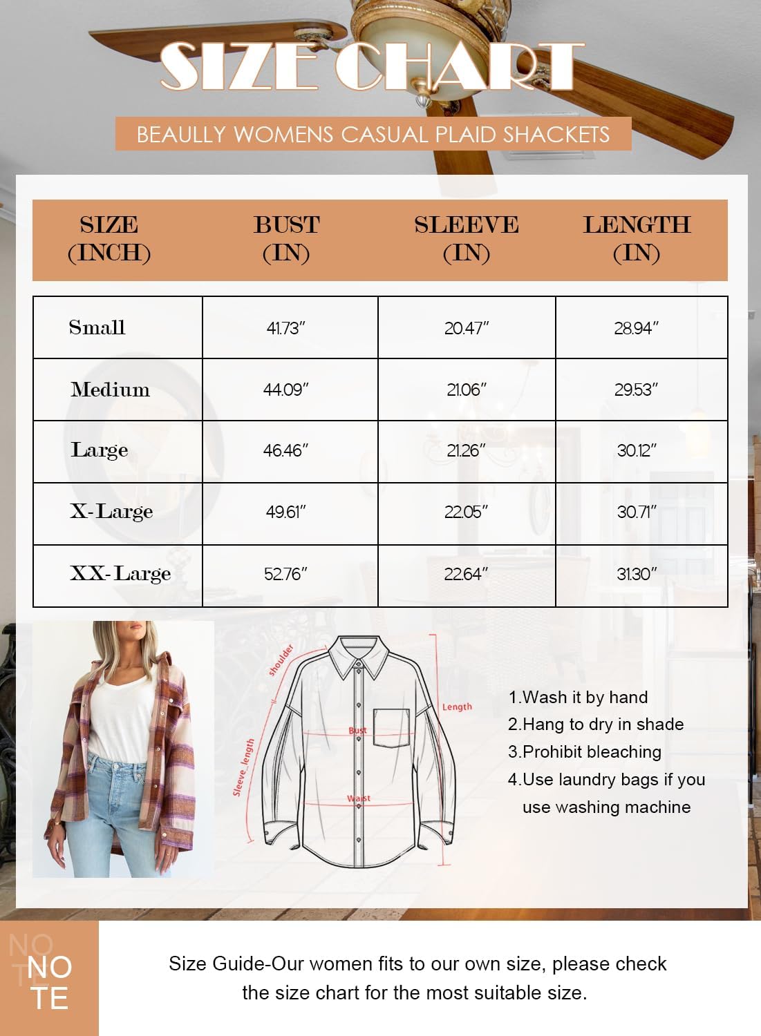 Women's Flannel Plaid Shacket Long Sleeve Button Down Shirts Jacket Coats - Picture 112 of 146