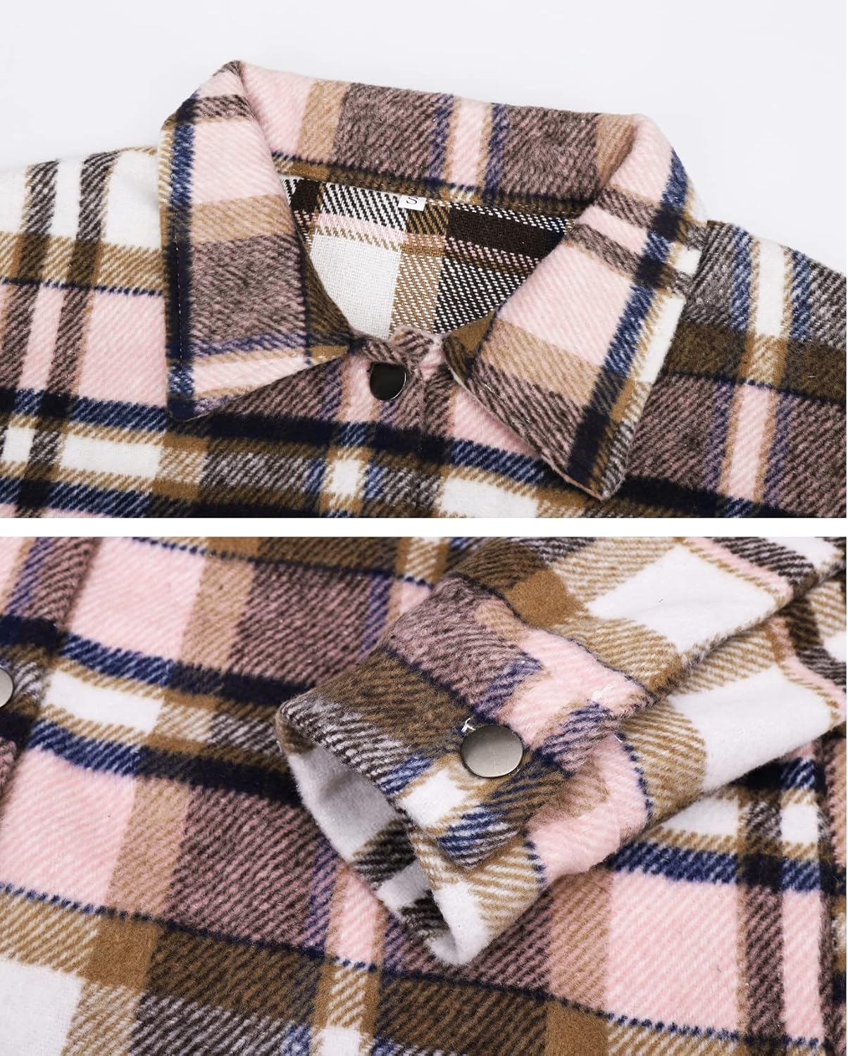 Women's Flannel Plaid Shacket Long Sleeve Button Down Shirts Jacket Coats - Picture 140 of 146