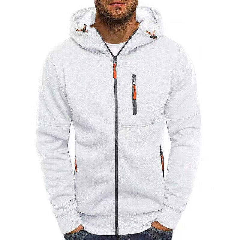 Mens Fleece Lined Hoodie Long Sleeve Zip Up Pocket Warm Jacket Sweatshirts Coat