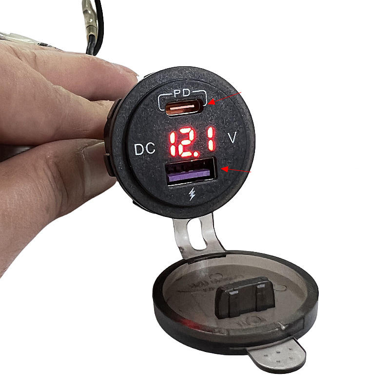 Auto Dual USB C Steckdose 3.0 QC PD 12V Einbau Buchse KFZ Ladegerät Voltmeter - Bild 15 von 18
