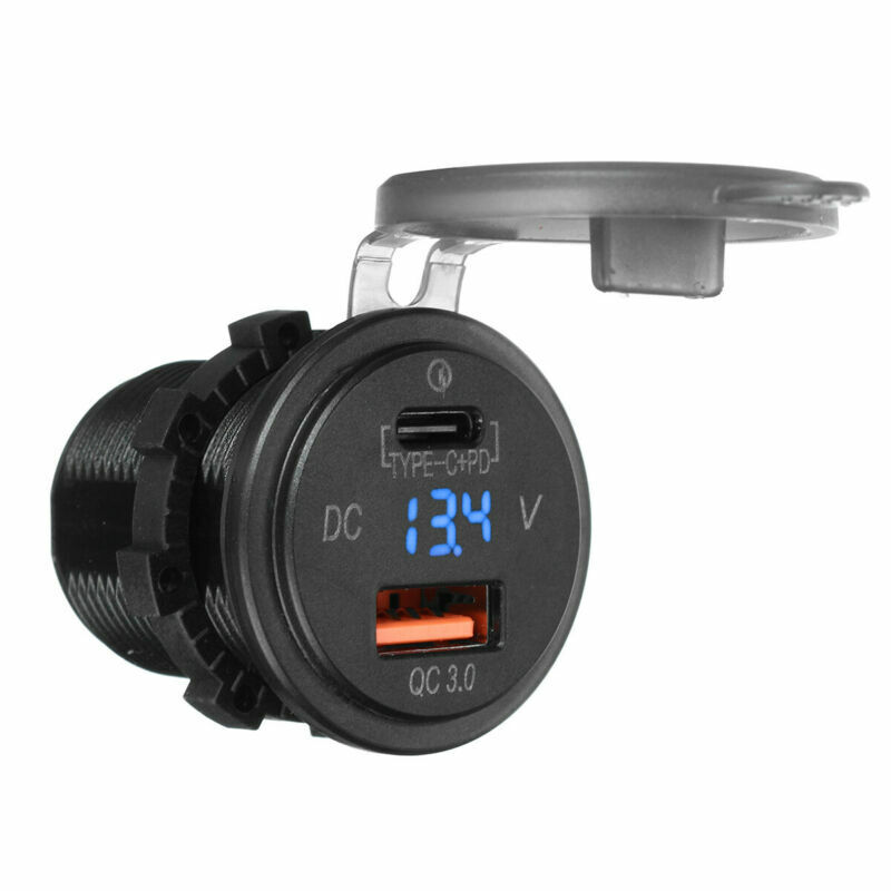 Auto Dual USB C Steckdose 3.0 QC PD 12V Einbau Buchse KFZ Ladegerät Voltmeter - Bild 14 von 18