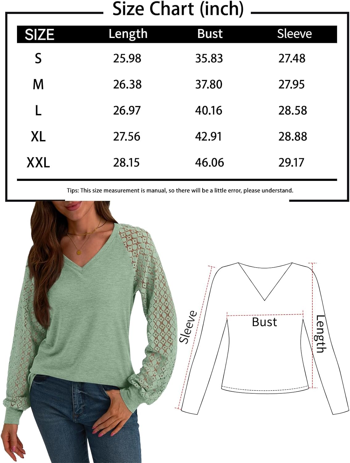 Women Long Sleeve Shirts V-Neck Lace Tops Business Casual Blouses Outfits Clothe - Picture 21 of 99