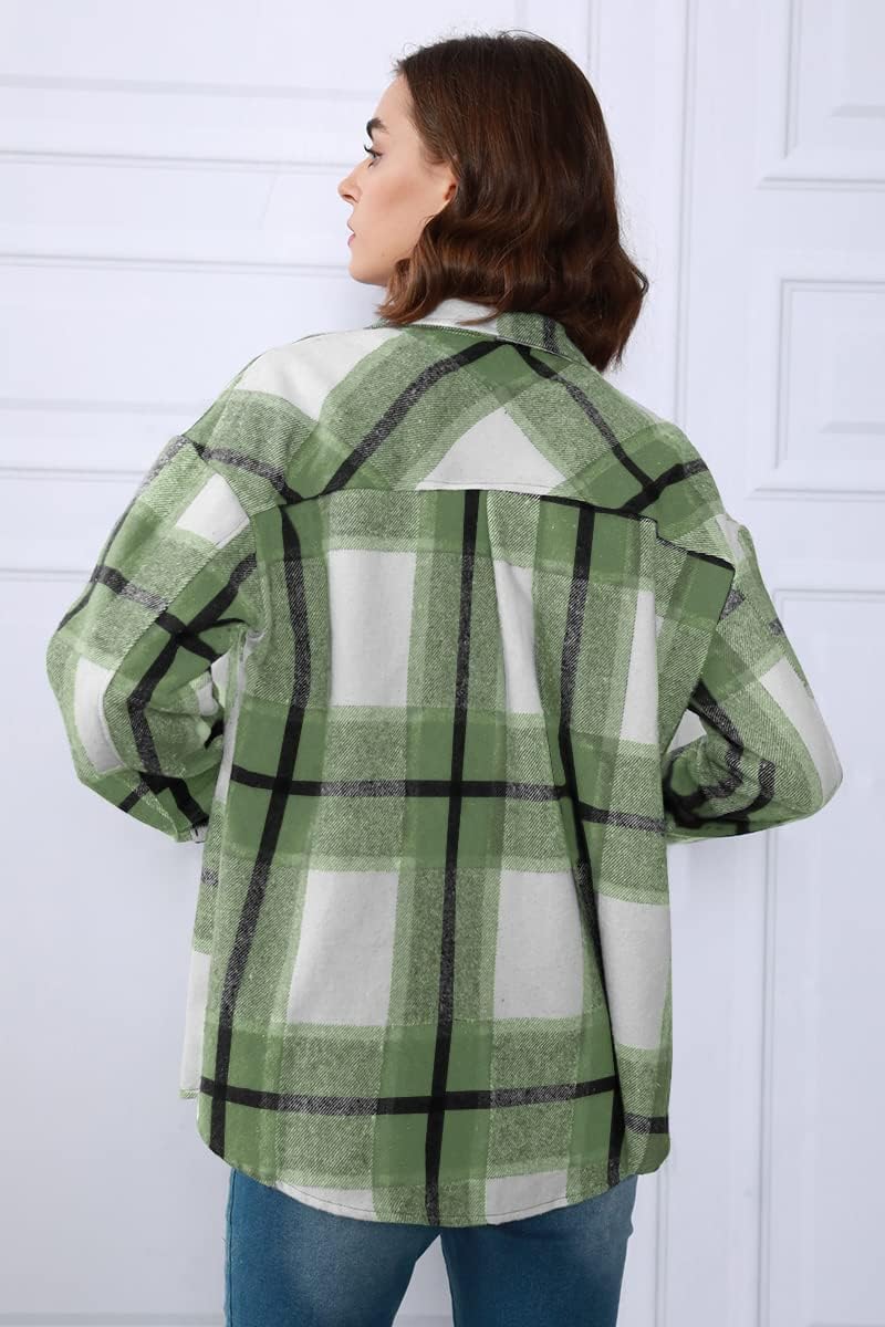 Women's Flannel Shacket - Plaid Button Down Long Sleeve Jacket for Fall Winter - Picture 32 of 179