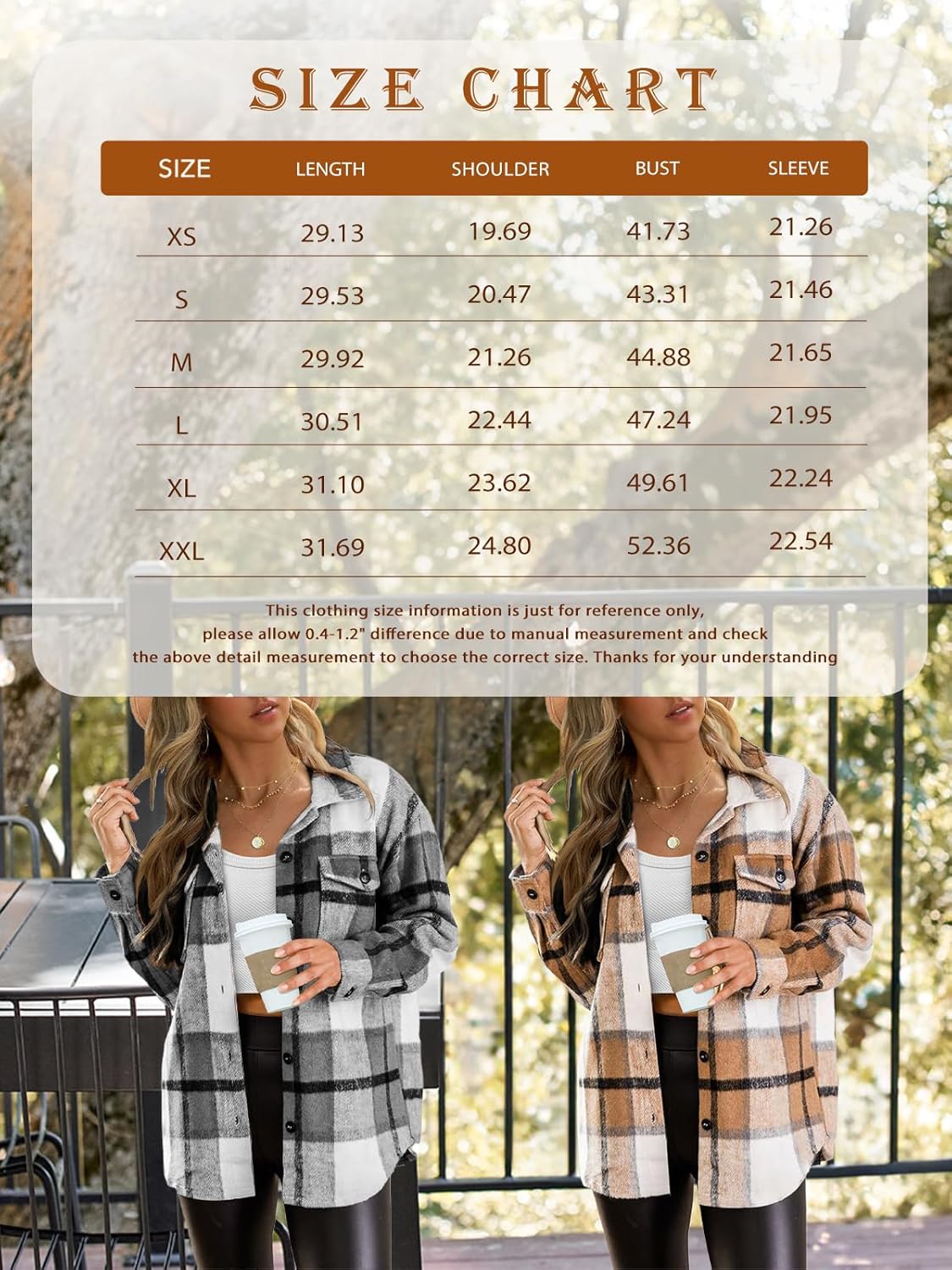 Women's Flannel Shacket - Plaid Button Down Long Sleeve Jacket for Fall Winter - Picture 33 of 179