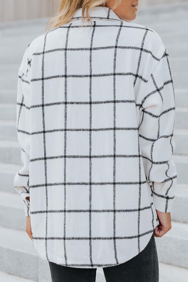 Women's Flannel Shacket - Plaid Button Down Long Sleeve Jacket for Fall Winter - Picture 66 of 179
