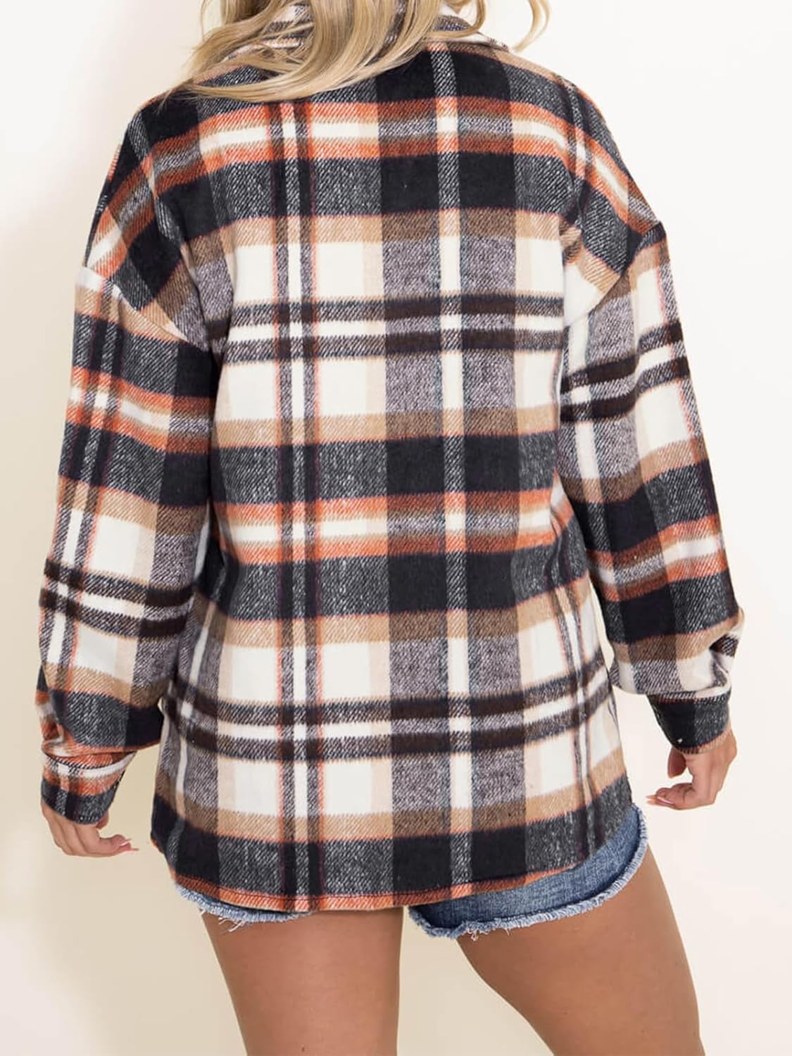 Women's Flannel Shacket - Plaid Button Down Long Sleeve Jacket for Fall Winter - Picture 77 of 179