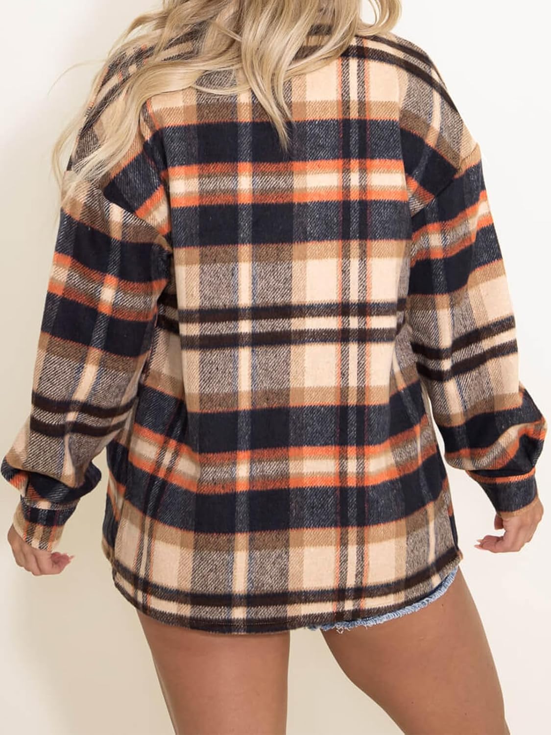 Women's Flannel Shacket - Plaid Button Down Long Sleeve Jacket for Fall Winter - Picture 148 of 179