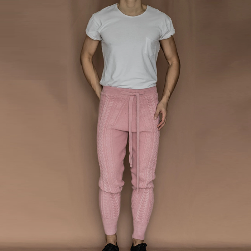 Herren Freizeit Twisted Strickhose Slim Strickhose Neun Punkte Warme Hose - Bild 17 von 20