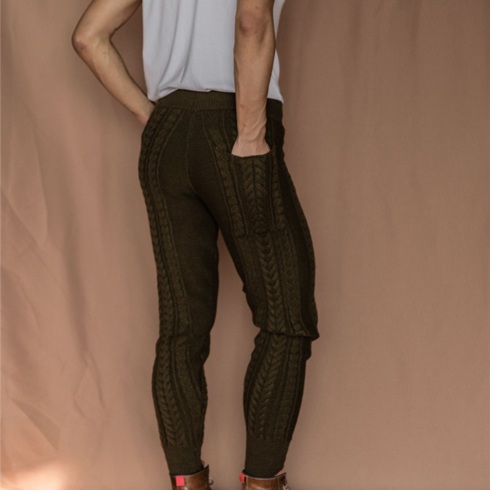 Herren Freizeit Twisted Strickhose Slim Strickhose Neun Punkte Warme Hose - Bild 19 von 20