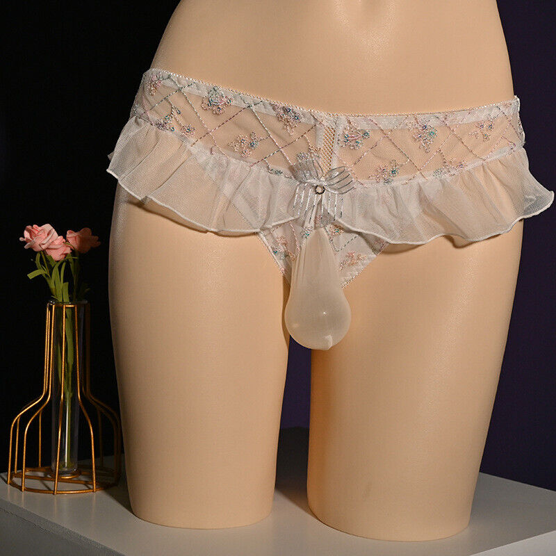 Sexy Dessous-Sissy Pouch Spitzenhöschen Unterwäsche Herren Boxershorts Gay Slips - Bild 15 von 16