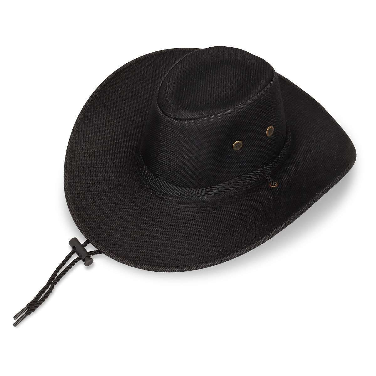 Unisex Western Cowboy Fedora Sun Hat Wide Brim Linen Mesh Outdoor Bucket Cap - Picture 24 of 30