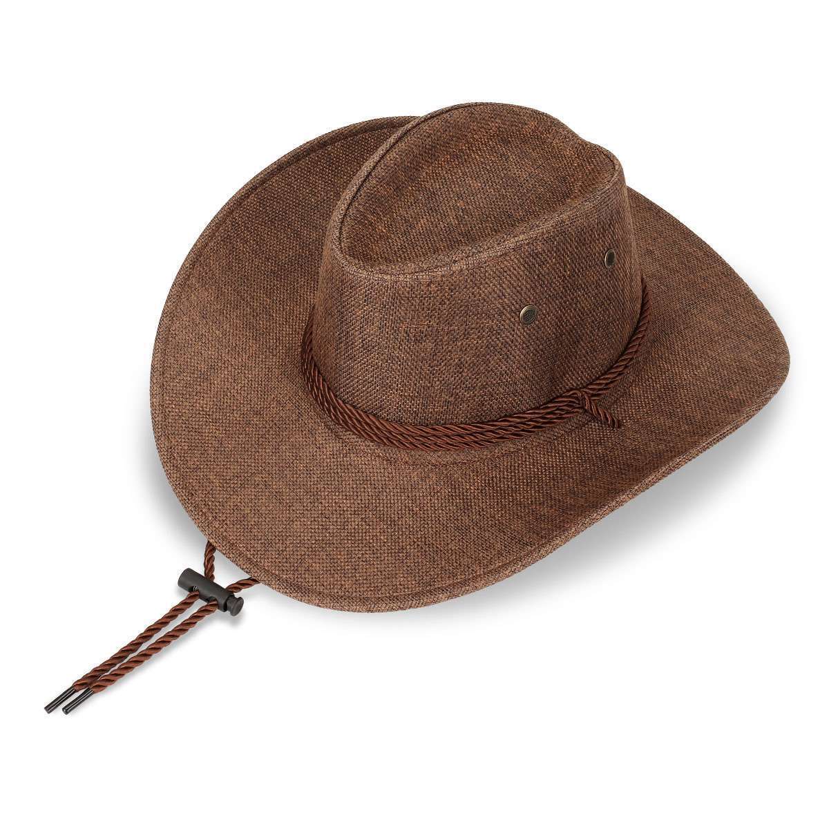 Unisex Western Cowboy Fedora Sun Hat Wide Brim Linen Mesh Outdoor Bucket Cap - Picture 26 of 30