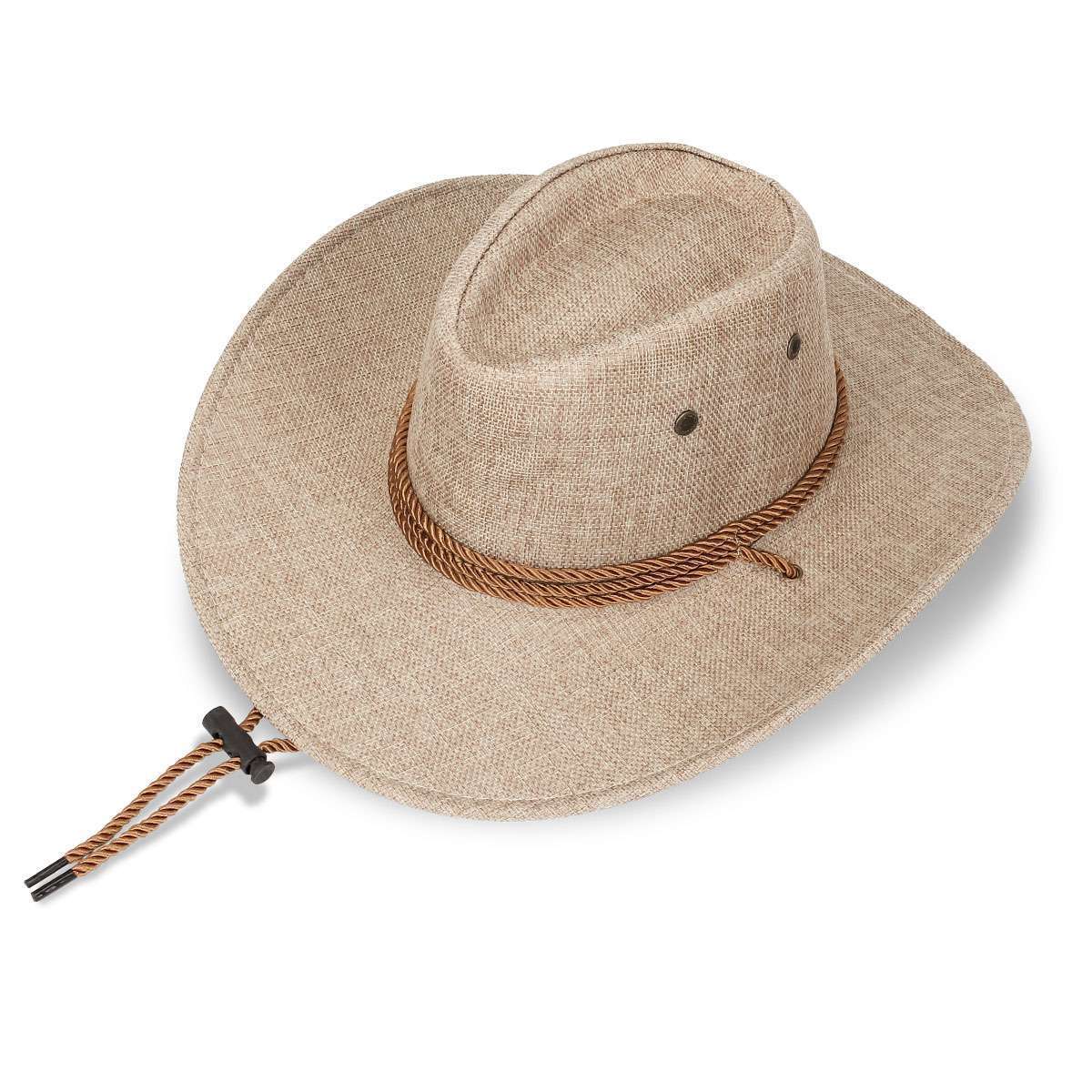 Unisex Western Cowboy Fedora Sun Hat Wide Brim Linen Mesh Outdoor Bucket Cap - Picture 28 of 30