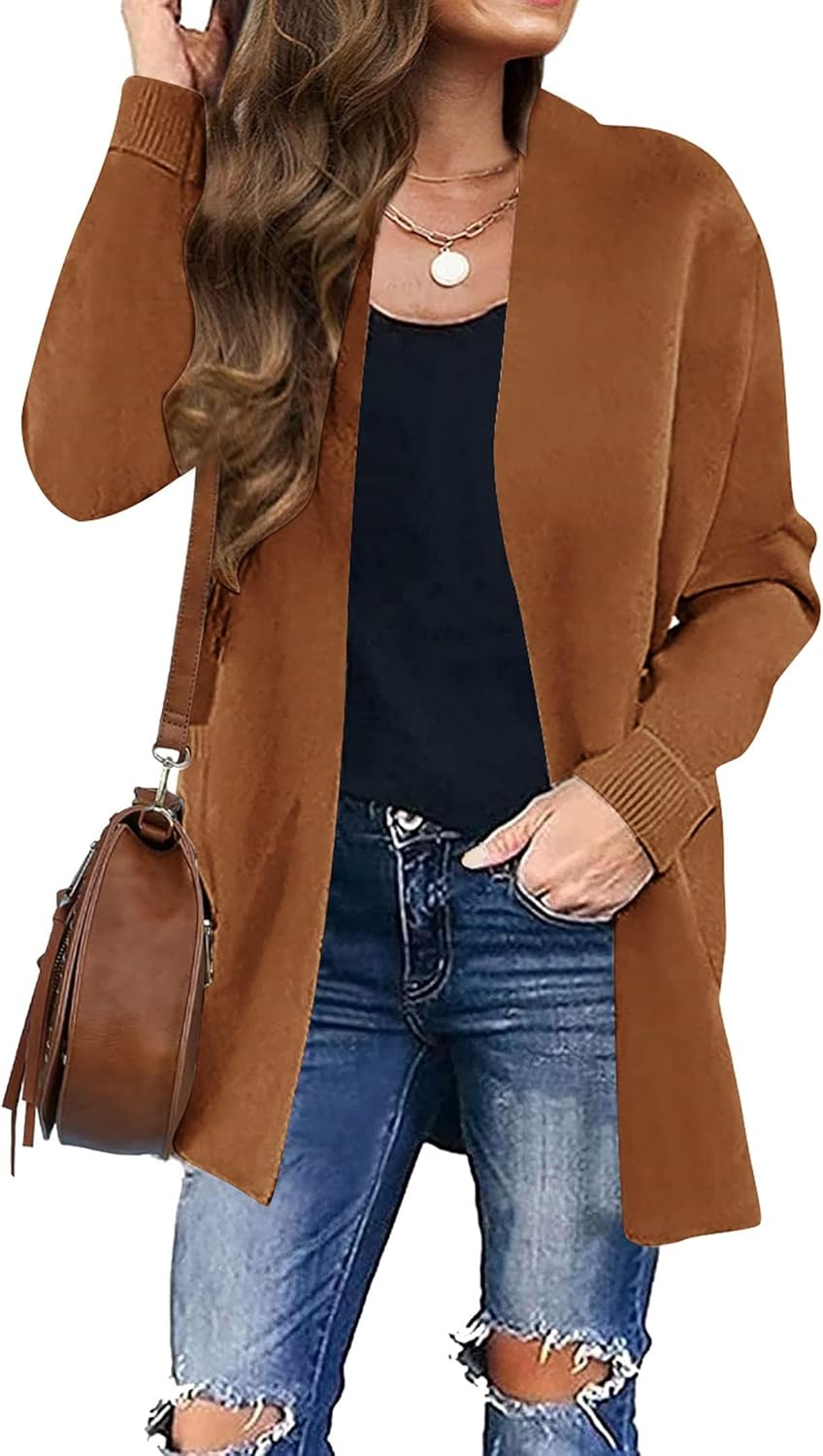Womens Fall Winter Long Sleeves Open Front Knitted Sweater Cardigan Coat Outwear - Picture 44 of 148