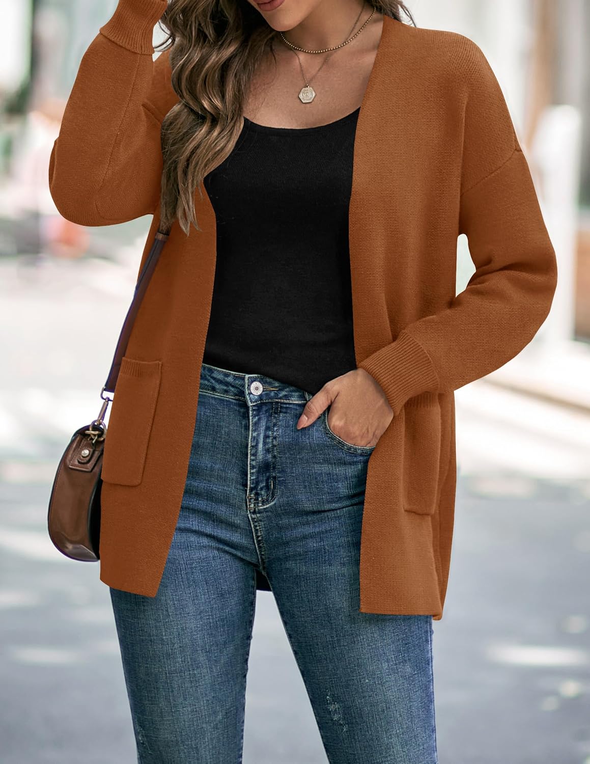 Womens Fall Winter Long Sleeves Open Front Knitted Sweater Cardigan Coat Outwear - Picture 47 of 148