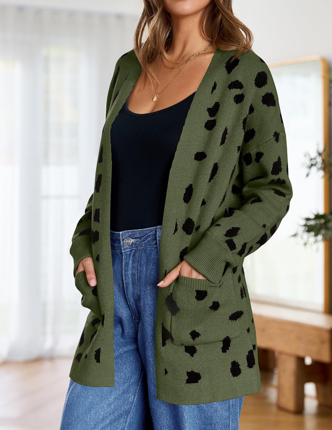 Womens Fall Winter Long Sleeves Open Front Knitted Sweater Cardigan Coat Outwear - Picture 54 of 148