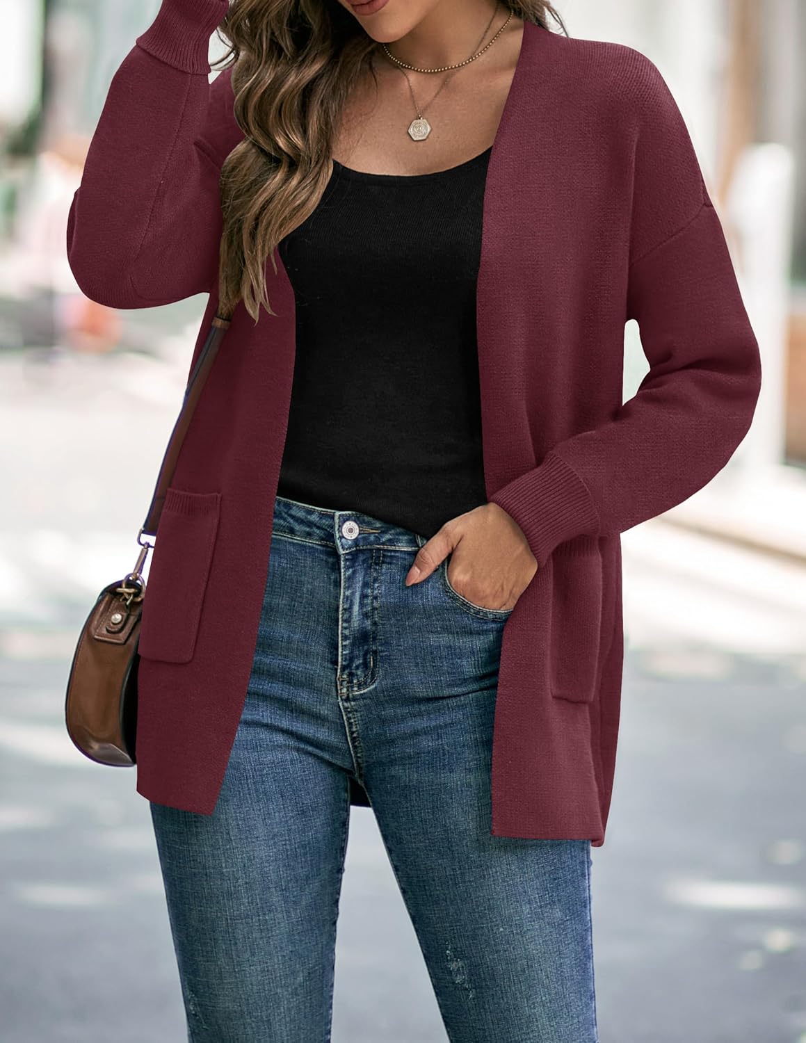 Womens Fall Winter Long Sleeves Open Front Knitted Sweater Cardigan Coat Outwear - Picture 62 of 148