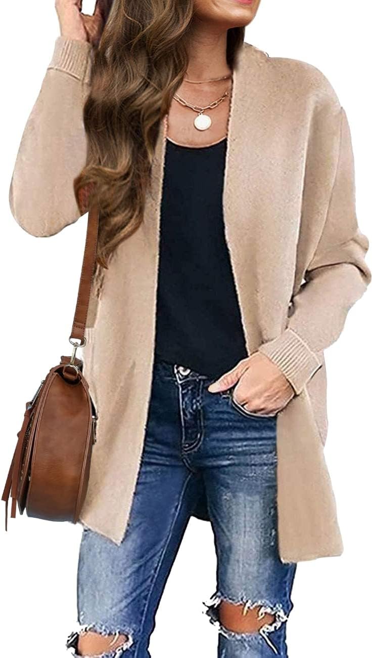 Womens Fall Winter Long Sleeves Open Front Knitted Sweater Cardigan Coat Outwear - Picture 83 of 148