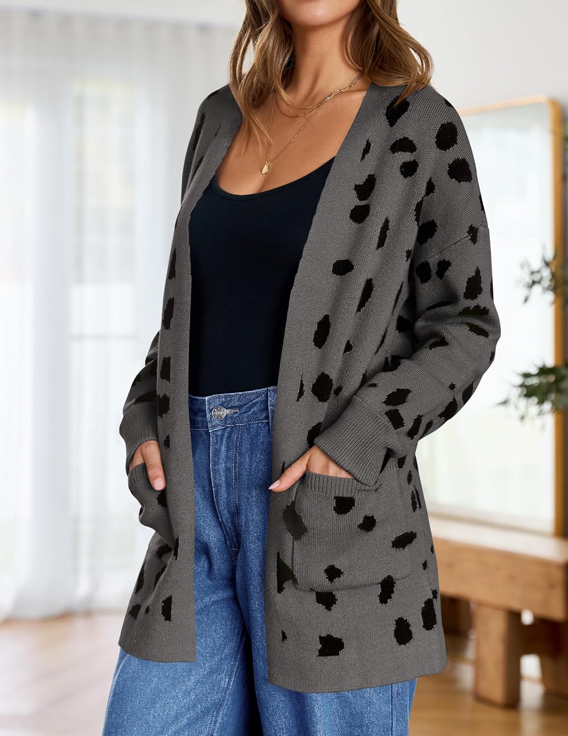 Womens Fall Winter Long Sleeves Open Front Knitted Sweater Cardigan Coat Outwear - Picture 93 of 148