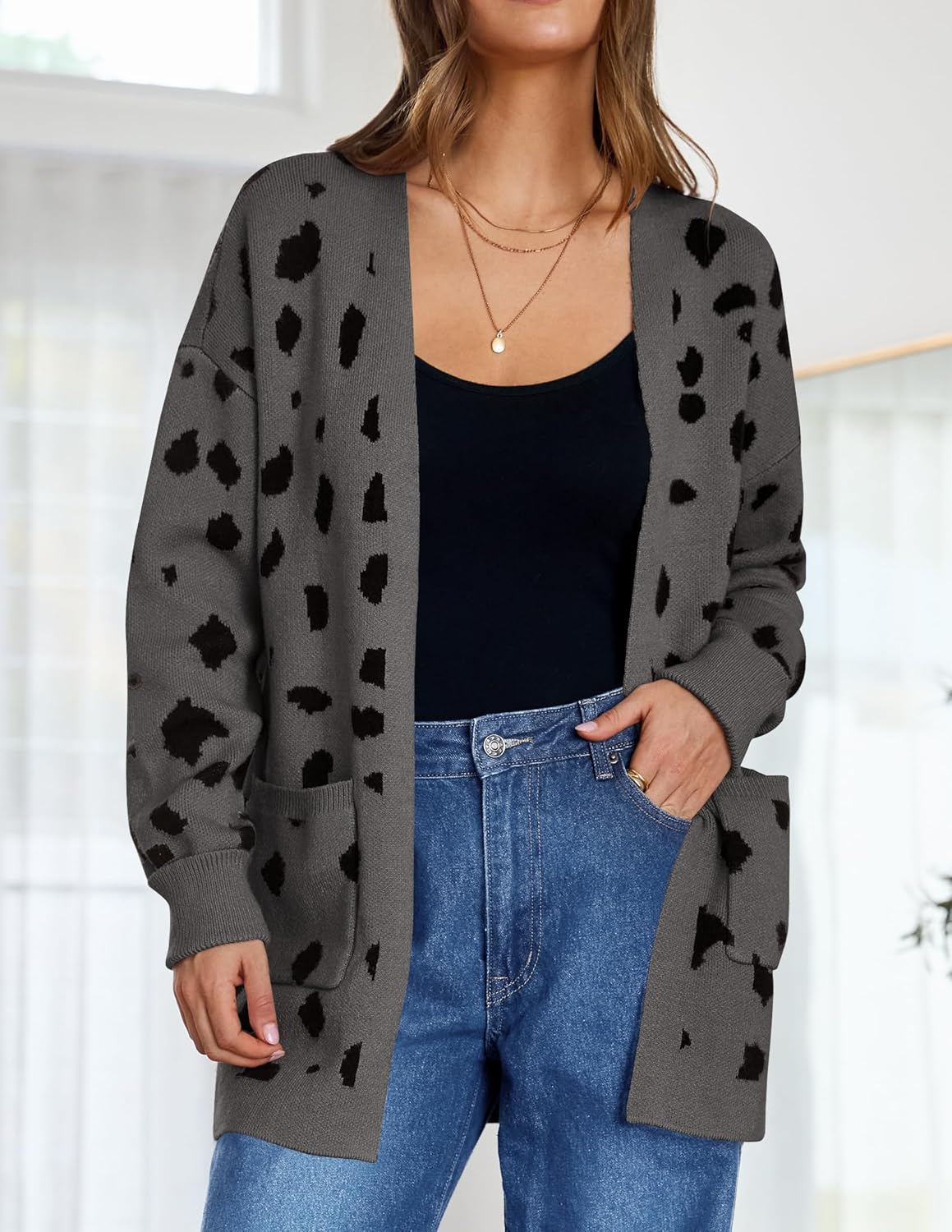 Womens Fall Winter Long Sleeves Open Front Knitted Sweater Cardigan Coat Outwear - Picture 96 of 148