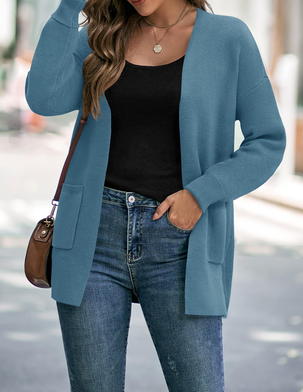 Womens Fall Winter Long Sleeves Open Front Knitted Sweater Cardigan Coat Outwear - Picture 101 of 148