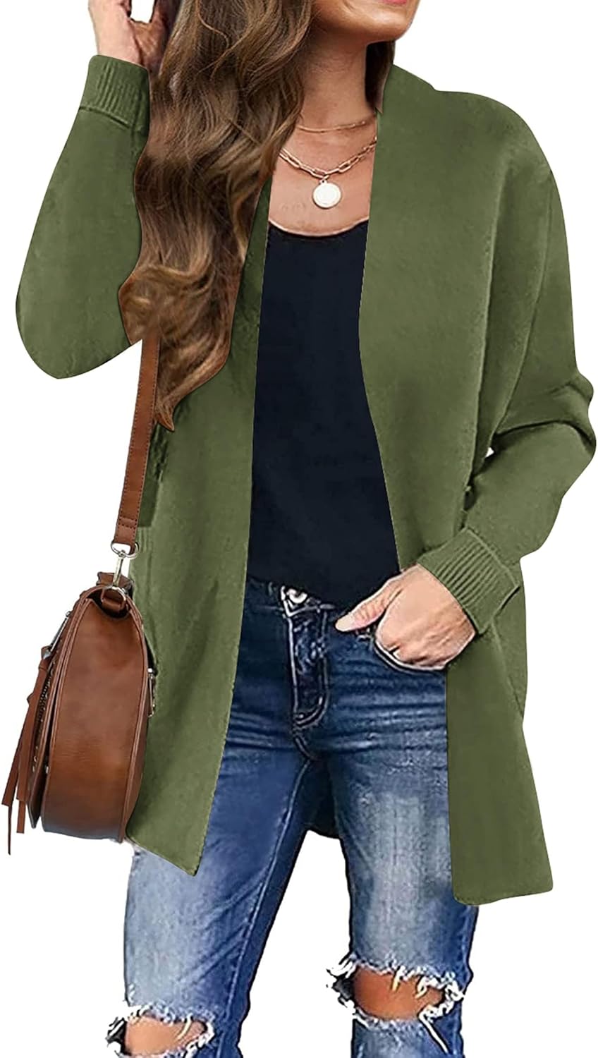 Womens Fall Winter Long Sleeves Open Front Knitted Sweater Cardigan Coat Outwear - Picture 104 of 148