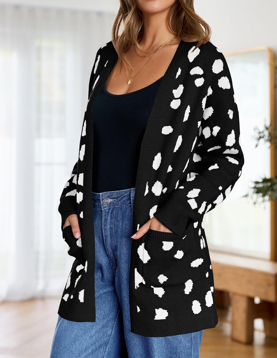 Womens Fall Winter Long Sleeves Open Front Knitted Sweater Cardigan Coat Outwear - Picture 111 of 148