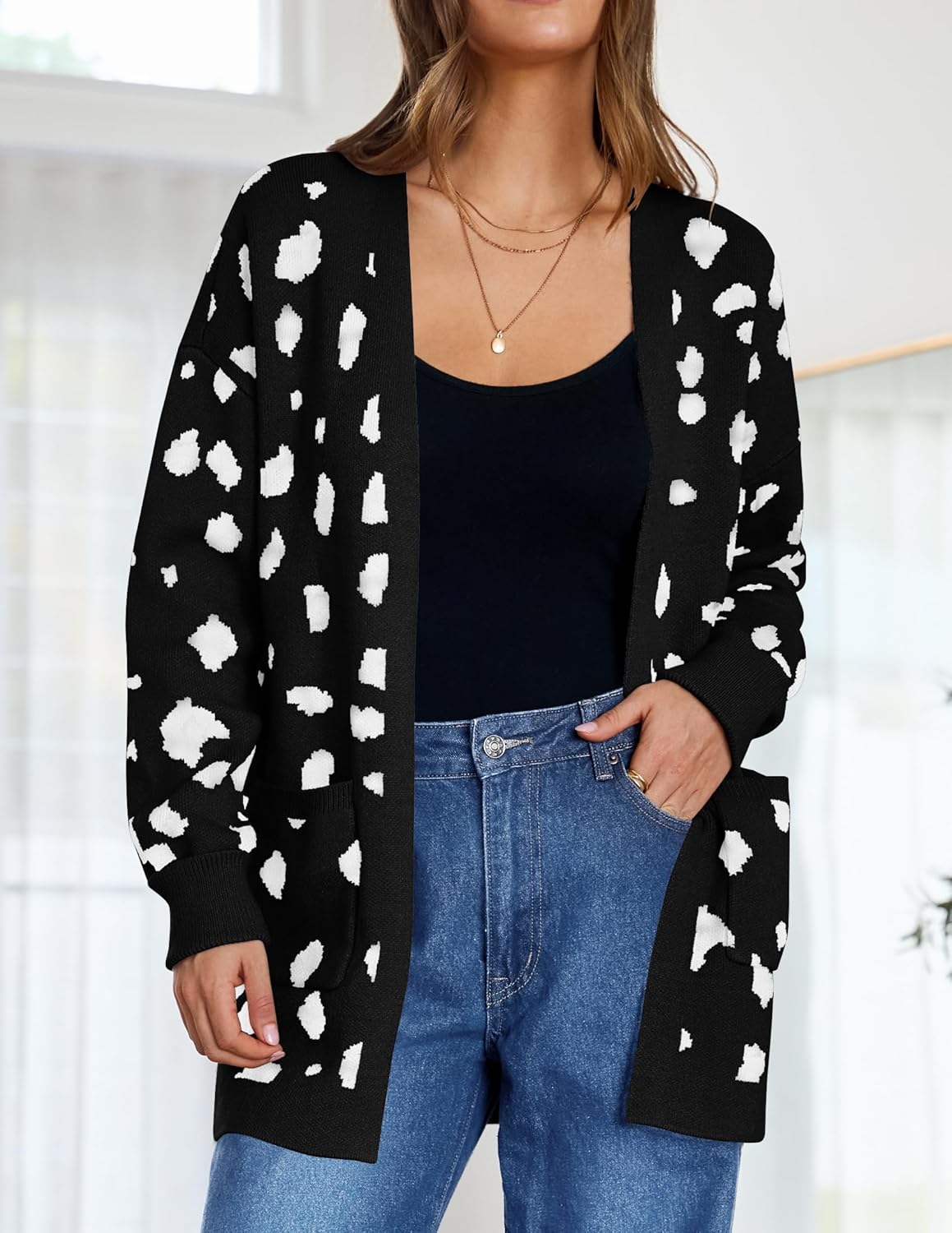 Womens Fall Winter Long Sleeves Open Front Knitted Sweater Cardigan Coat Outwear - Picture 114 of 148