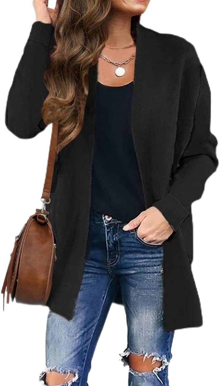 Womens Fall Winter Long Sleeves Open Front Knitted Sweater Cardigan Coat Outwear - Picture 116 of 148