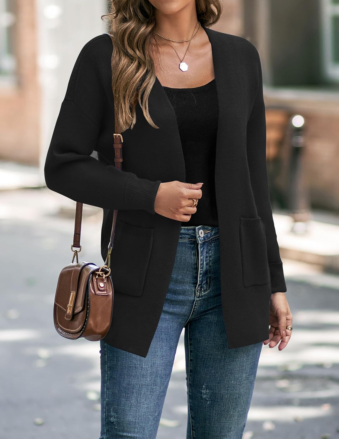Womens Fall Winter Long Sleeves Open Front Knitted Sweater Cardigan Coat Outwear - Picture 118 of 148
