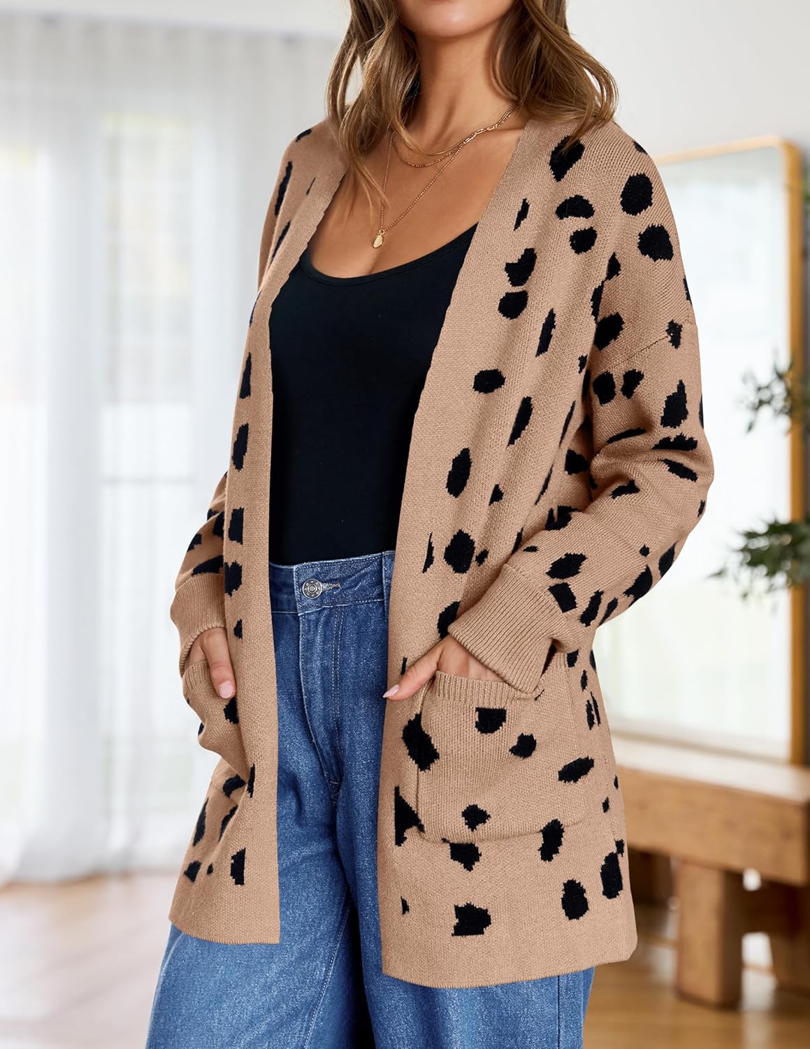 Womens Fall Winter Long Sleeves Open Front Knitted Sweater Cardigan Coat Outwear - Picture 123 of 148