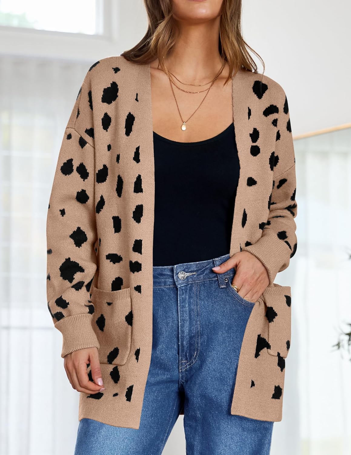 Womens Fall Winter Long Sleeves Open Front Knitted Sweater Cardigan Coat Outwear - Picture 126 of 148