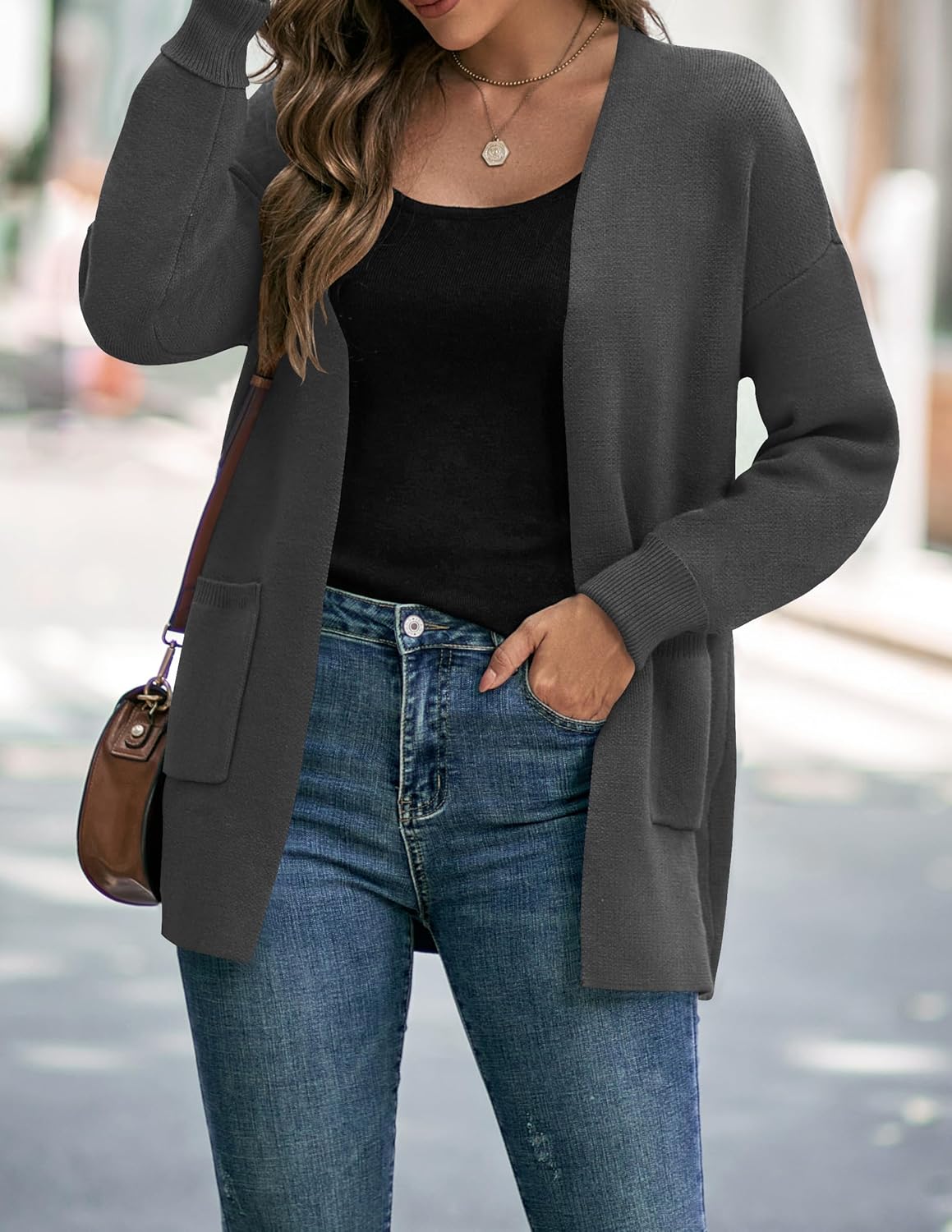 Womens Fall Winter Long Sleeves Open Front Knitted Sweater Cardigan Coat Outwear - Picture 131 of 148