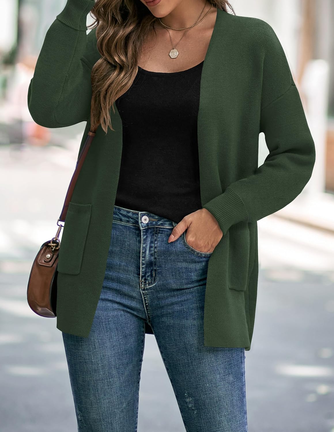 Womens Fall Winter Long Sleeves Open Front Knitted Sweater Cardigan Coat Outwear - Picture 140 of 148