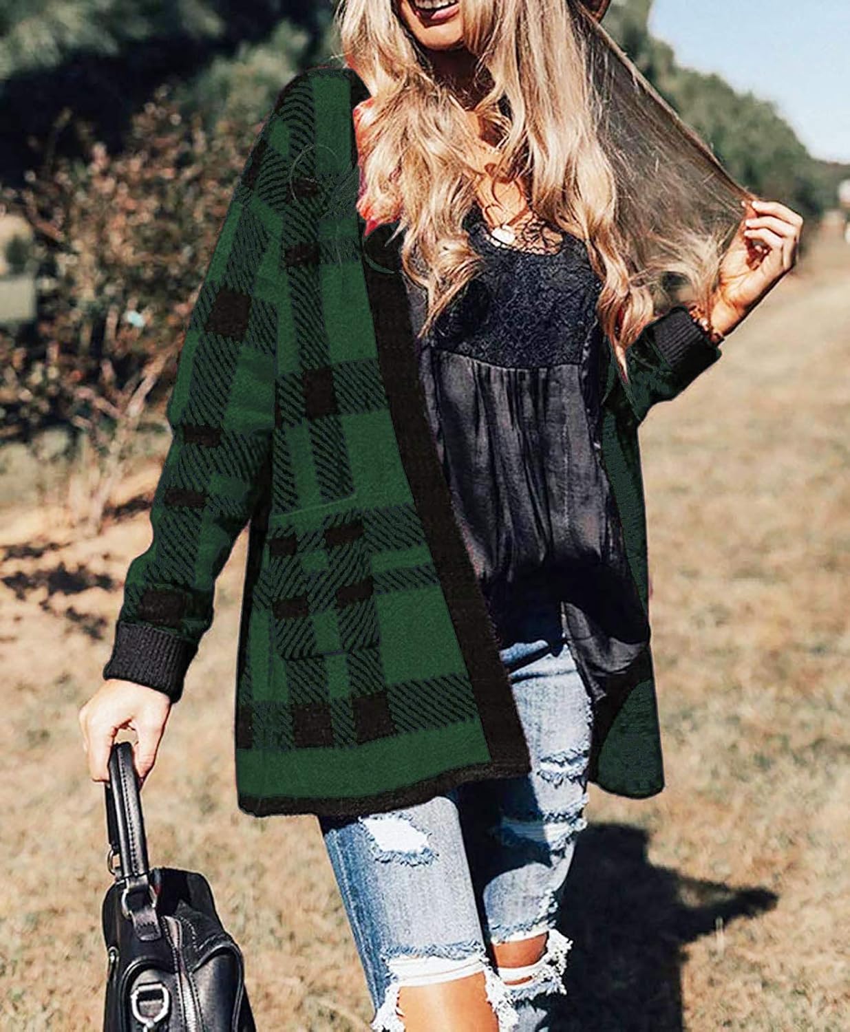 Womens Fall Winter Long Sleeves Open Front Knitted Sweater Cardigan Coat Outwear - Picture 148 of 148