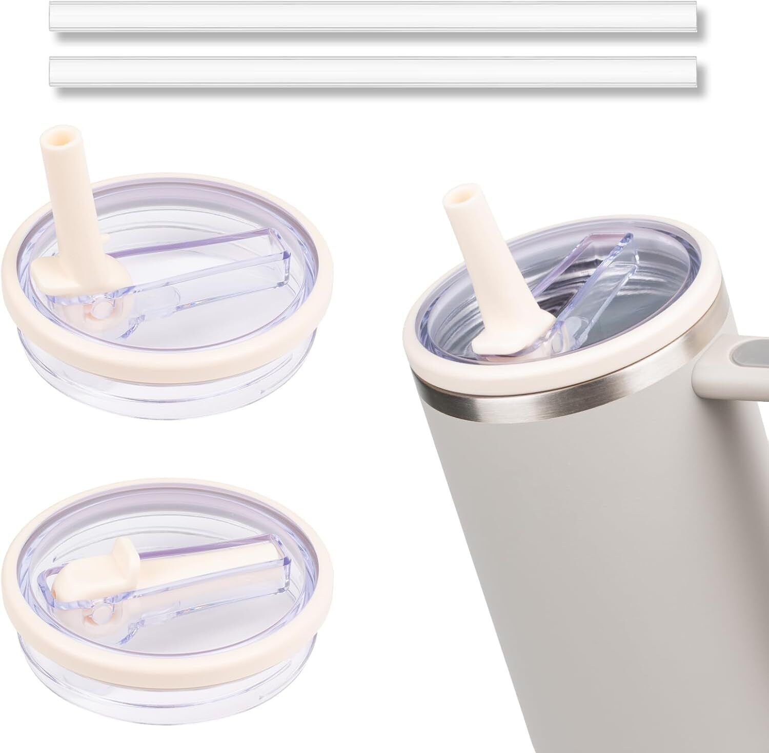 2 Pack 40Oz Tumbler Flip Straw Lid Replacement Fit For Spill Proof Splash US