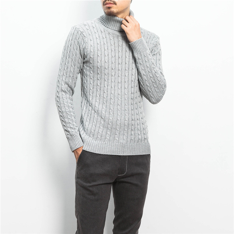 Men Turtleneck Knitted Sweaters Cozy Winter Long Sleeve Twisted Pullover Sweater - Picture 19 of 21