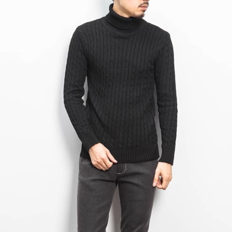 Men Turtleneck Knitted Sweaters Cozy Winter Long Sleeve Twisted Pullover Sweater - Picture 16 of 21