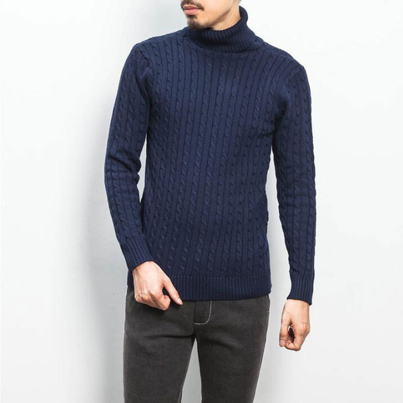 Men Turtleneck Knitted Sweaters Cozy Winter Long Sleeve Twisted Pullover Sweater - Picture 21 of 21