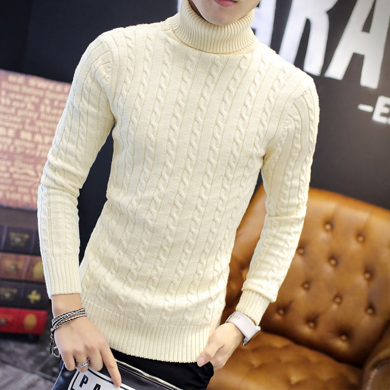 Men Turtleneck Knitted Sweaters Cozy Winter Long Sleeve Twisted Pullover Sweater - Picture 17 of 21
