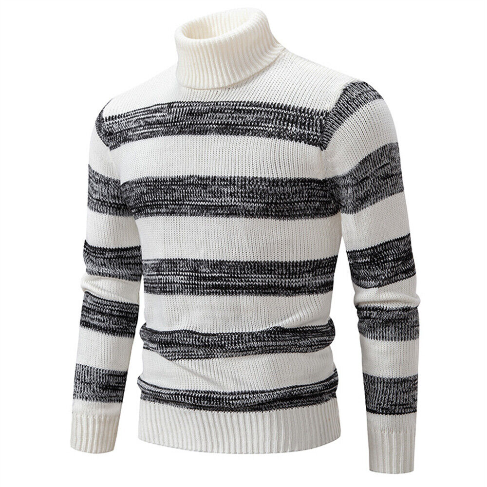 Pullover uomo casual lavorato a maglia fondo maglione caldo slim fit girocollo - Foto 10 di 10